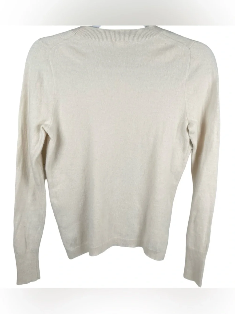 J. Crew Ivory 100% Cashmere Crewneck Long Sleeve Pullover Sweater Size Small